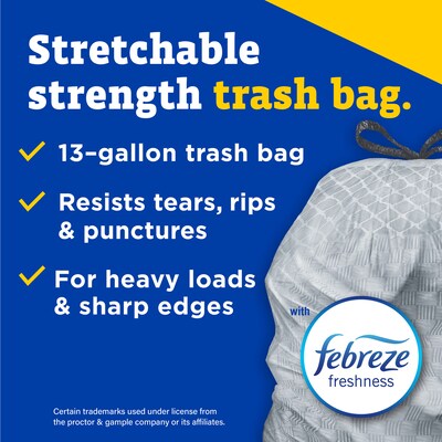 CloroxPro Glad 13 Gallon Drawstring Kitchen Trash Bag, Fresh Clean Scent, Gray, 110 Total Bags (22656)