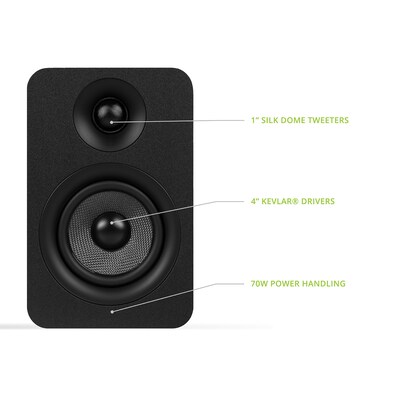 Kanto YU Passive 4" Speakers with 1" Silk Dome Tweeter and 4" Kevlar Woofer, Black, Pair (YU4P)