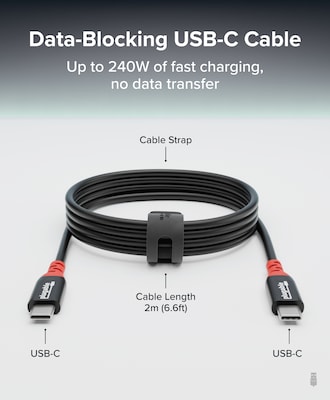 Plugable 6.5 ft. USB-C to USB-C Charging Cable, Male to Male, Black (USBC-CC2M)