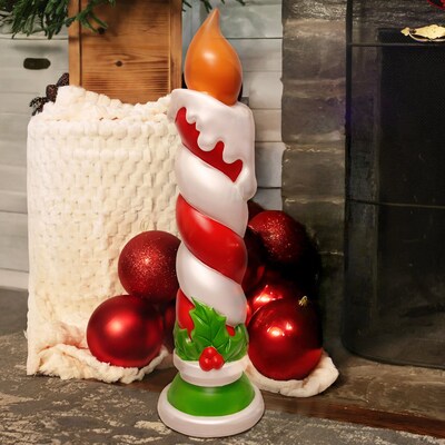 Fraser Hill Farm 40” Candle with Holly Christmas Blow Mold (FFBM-1CND-MLT)