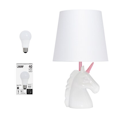 Creekwood Home Whimsilux 15.5" LED Table Lamp, White/ Pink Glitter (CWT-2023-PN-LB)