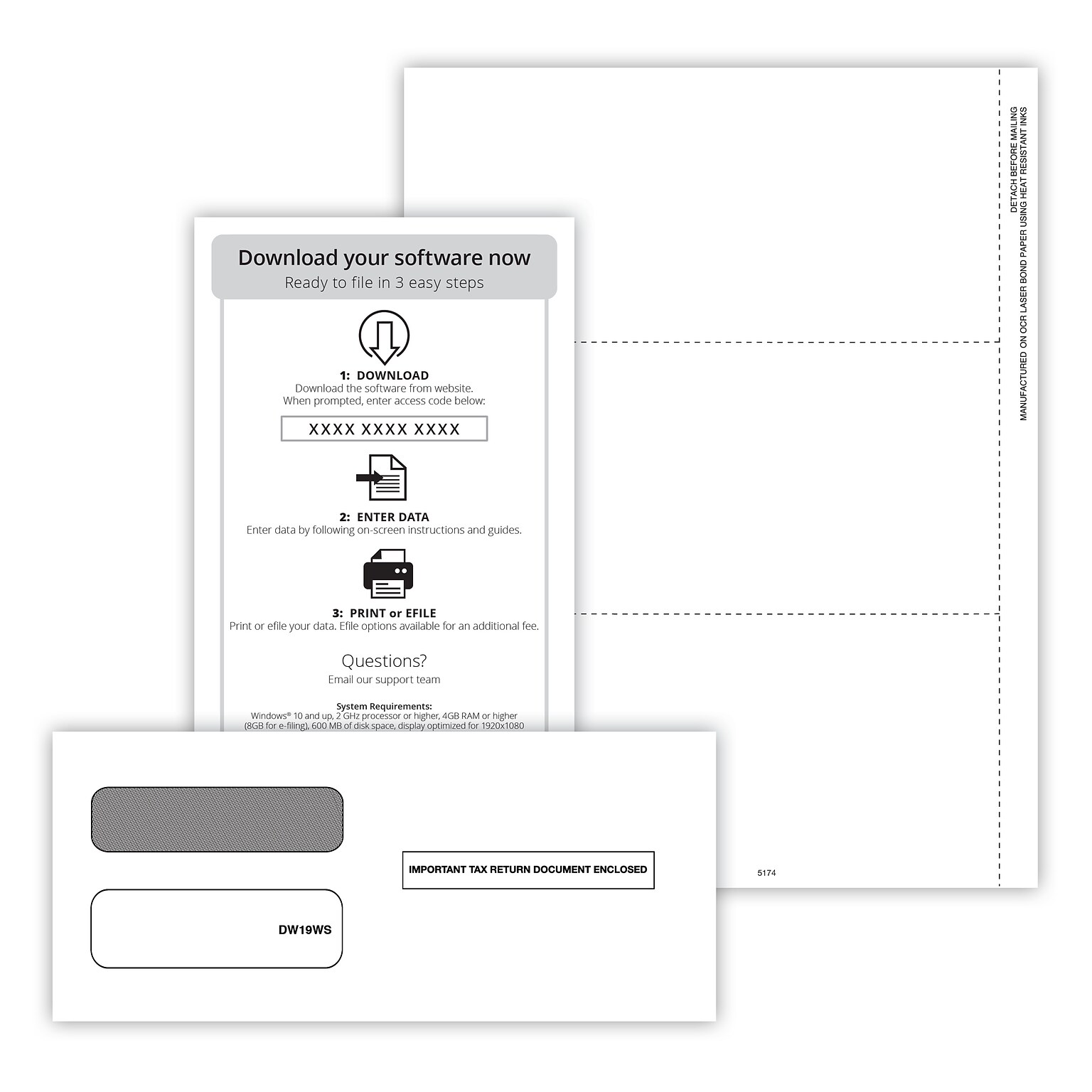ComplyRight 2025 1099-NEC Recipient Copy Only Tax Form, Envelopes and LaserLink Software, 3-Part, 3-Up, White, 50/Pack