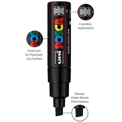 POSCA PC-8K Water Based Paint Marker, Broad Chisel Tip, Black, 2/Pack (UBCPC8KBLACK-2)