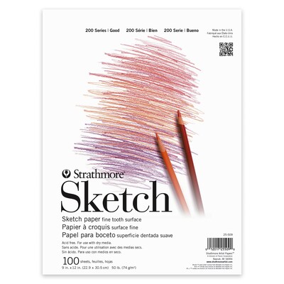 Strathmore 200 Series 9 x 12 Sketch Pad, 100 Sheets/Pad, 3/Bundle (STTP255091-3)