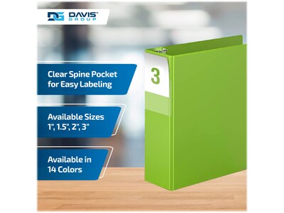 Davis Group Premium Economy 3" 3-Ring Non-View Binders, D-Ring, Lime Green, 6/Pack (2305-24-06)