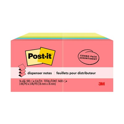 Post-it Pop-up Notes, 3" x 3", Poptimistic Collection, 100 Sheet/Pad, 14 Pads/Pack (R33014YWM)