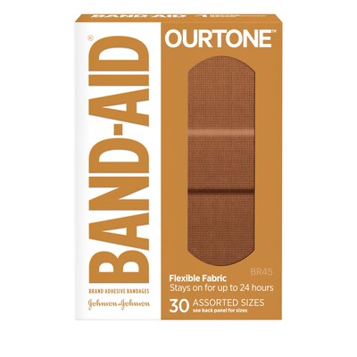 Band-Aid Brand OurTone Adhesive Bandages, BR45, 30/Count (119585)