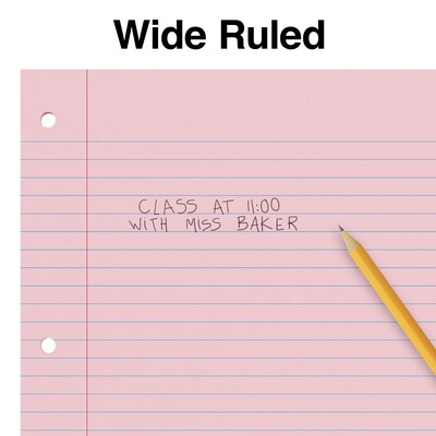 Staples Wide Ruled Filler Paper, 8" x 10.5", Assorted Colors, 100 Sheets/Pack (ST41637C)
