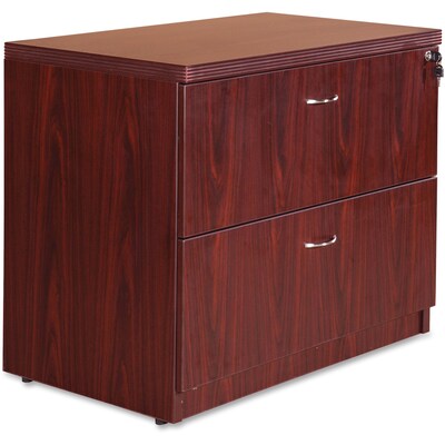 Lorell Chateau 2-Drawer Lateral File Cabinet, Letter/Legal Size, Lockable, 30H x 36W x 22D, Mahogany Laminate (LLR34312)