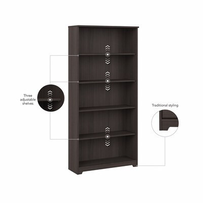 Bush Furniture Cabot 66" 5 Shelf Bookcase, Heather Gray (WC31766)