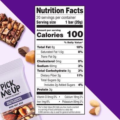 Pick Me Up Provisions™ Mini Gluten Free Salted Caramel Dark Chocolate Nut Bar, 0.7 oz., 20/Box (PM62795)