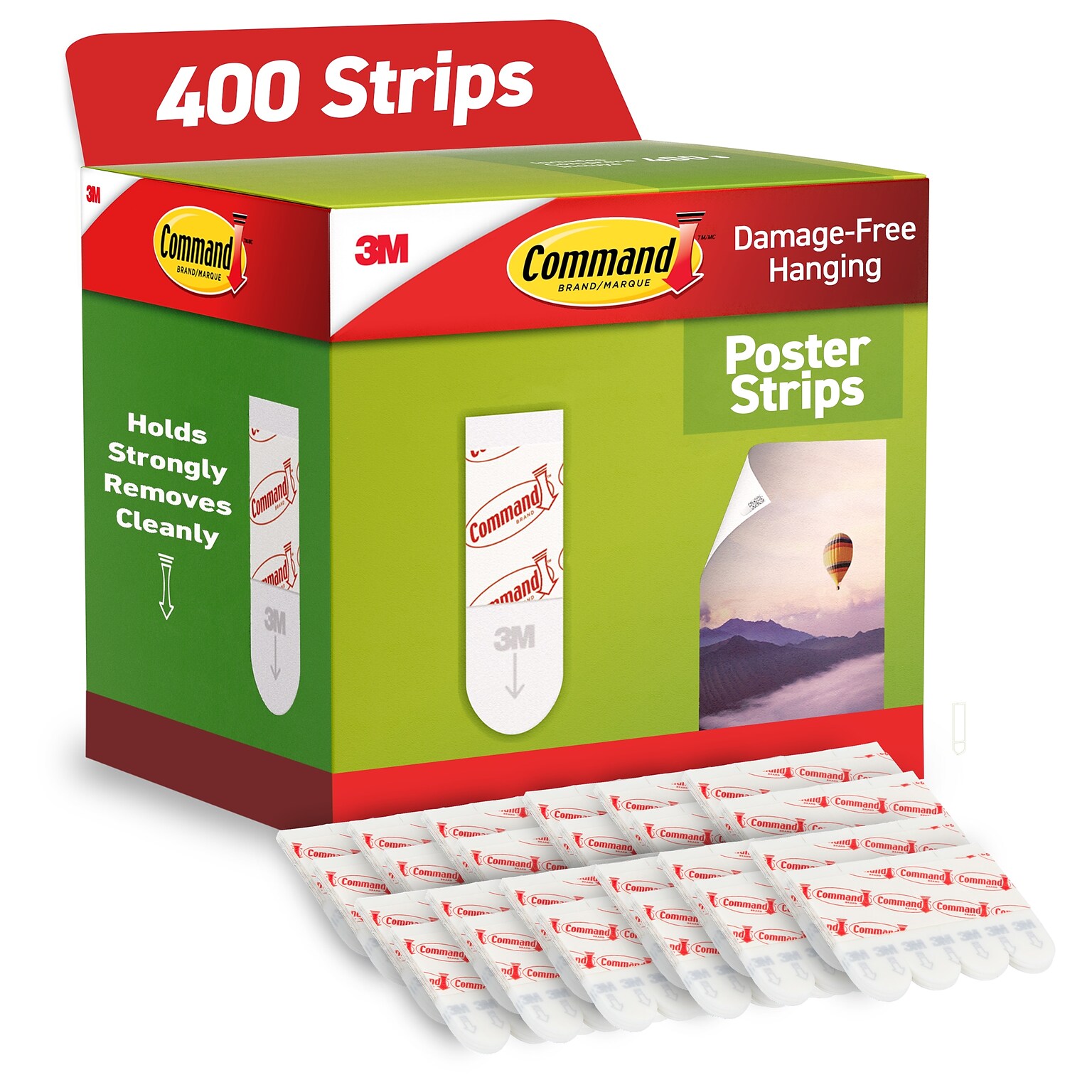 Command Small Poster Strips, White, 4 Strips/Pack, 100 Sets/Pack (17024CABPK)