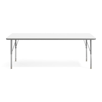 Flash Furniture Wren Rectangular Activity Table, 72" x 30", Height Adjustable, White Top/Silver Frame (XUA3072RECWHTP)