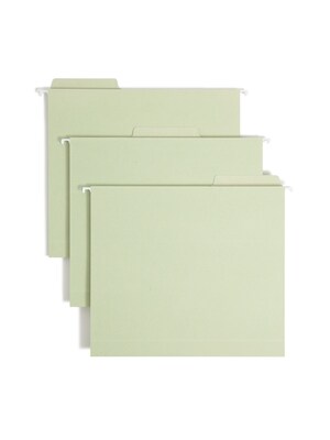 Smead FasTab Reinforced Box Bottom Hanging File Folder, 2 Expansion, 3-Tab Tab, Letter Size, Moss, 20/Box (64201)