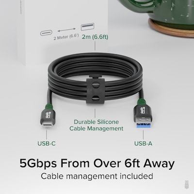 Plugable 6.6 USB-C to USB-A Cable, Black (USBC-A2M)