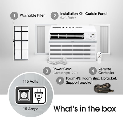 LG 115-Volt 12,000 BTU Window Air Conditioner with Remote, White (LW1224RD)