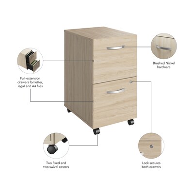 Bush Business Furniture Studio C 2 Drawer Mobile File Cabinet, Natural Elm (SCF116NESU)