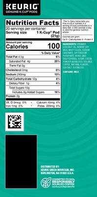 The Original Donut Shop One-Step Mocha Latte Coffee Keurig® K-Cup® Pods, Dark Roast, 20/Box, 4 Boxes/Carton (381793CT)