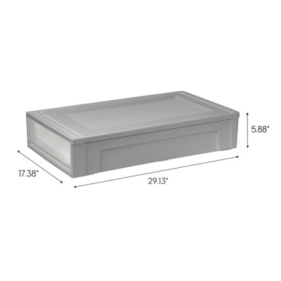 Iris 27.5 Quart Underbed Storage Container, Plastic, Gray (500230)