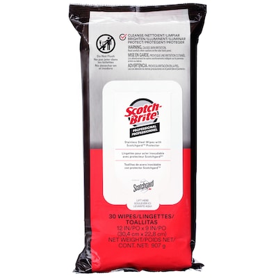 Scotch-Brite Stainless Steel Wipes, 30/Pack, 6 Packs/Case (SS-WIPES)