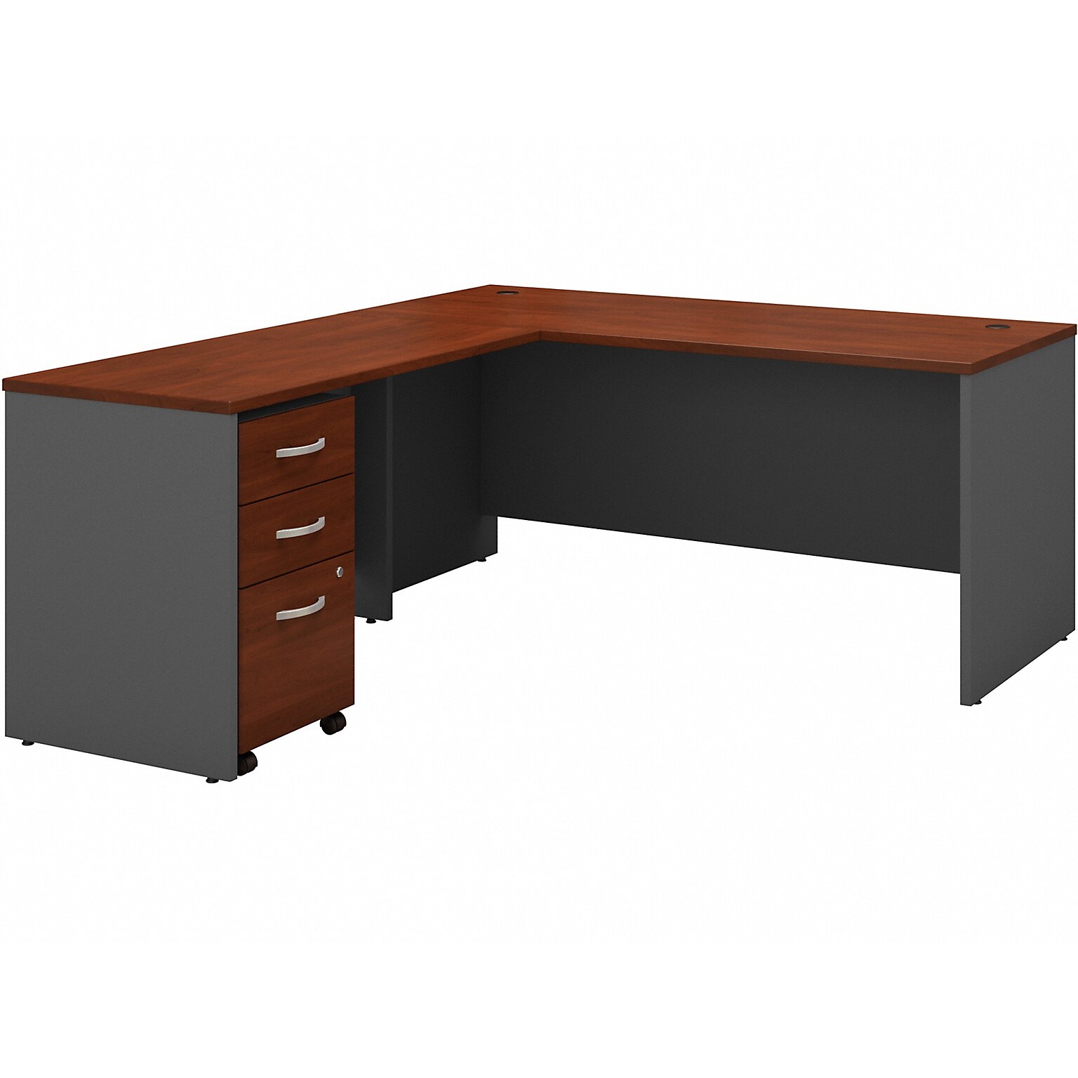 Bush Business Furniture Westfield 66W L Shaped Desk with Return and File Cabinet, Hansen Cherry/Graphite Gray (SRC083HCSU)