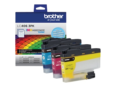 Brother LC4063PKS Cyan/Magenta/Yellow Standard Yield Ink Cartridges, 3/Pack