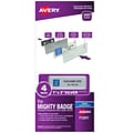 Avery The Mighty Badge Inkjet Reusable Magnetic Name Badge System, 1 x 3, Silver, 32 Inserts, 4/Pack (71201)