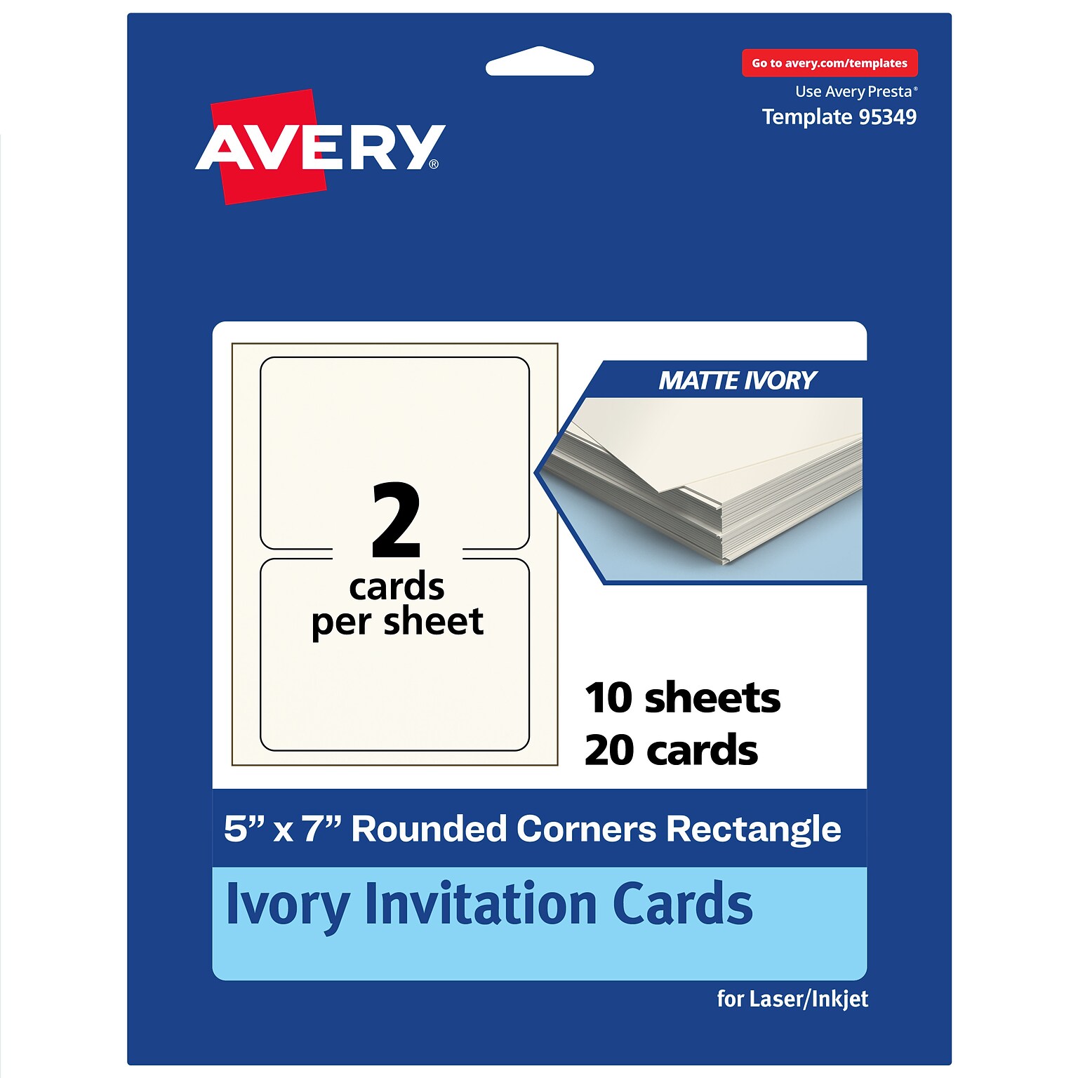 Avery Matte General Use Blank Cards, Ivory, 20/Pack (95349)