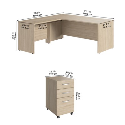 Bush Business Furniture Studio C 72"W L Shaped Desk with Drawers, Natural Elm (STC007NESU)