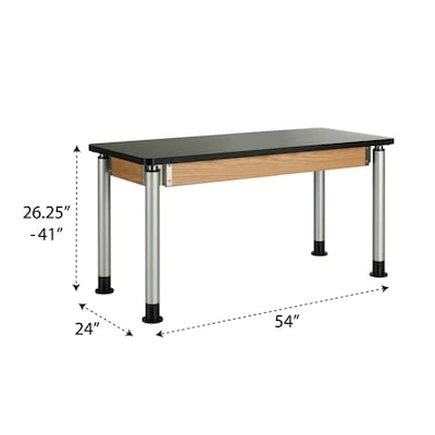 Diversified Woodcrafts Uplift! Hybrid ADA Rectangular Science Table, 54 x 24, Height Adjustable, Black/Oak (P8201K)