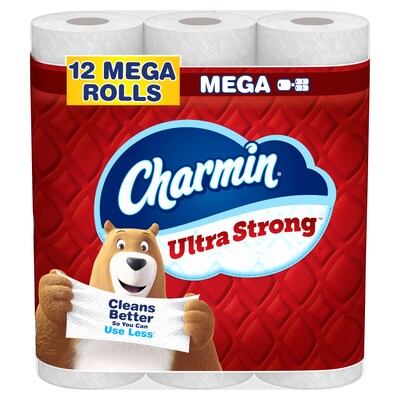 Charmin Ultra Strong Mega Toilet Paper, 2-Ply, White, 220 Sheets/Roll, 12 Rolls/Pack (32173/4170)