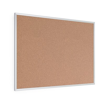 U Brands Basics Cork Bulletin Board, Silver Frame, 4' x 3' (022U00-01)
