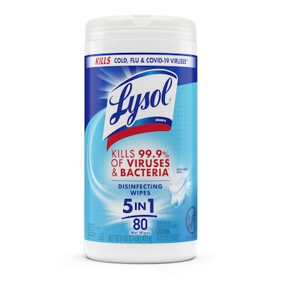 Lysol Disinfecting Wipes, Crisp Linen Scent, 80 Wipes/Canister, 6 Canisters/Carton (1920089346CT)