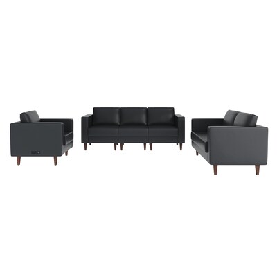 Flash Furniture Hercules Artemis LeatherSoft Reception Set, Black, 3-Pieces (ZB8921SETBLK)
