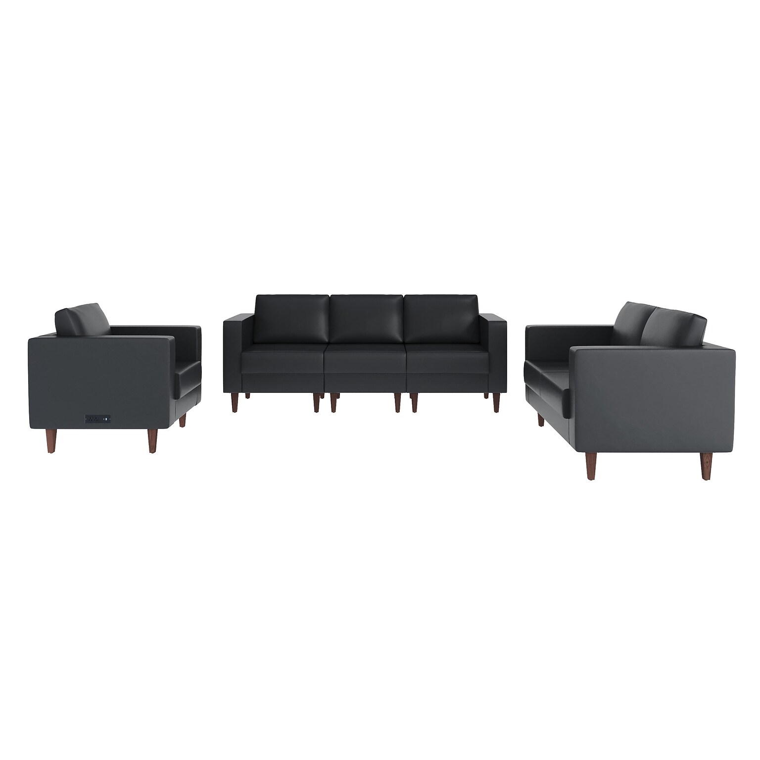 Flash Furniture Hercules Artemis LeatherSoft Reception Set, Black, 3-Pieces (ZB8921SETBLK)