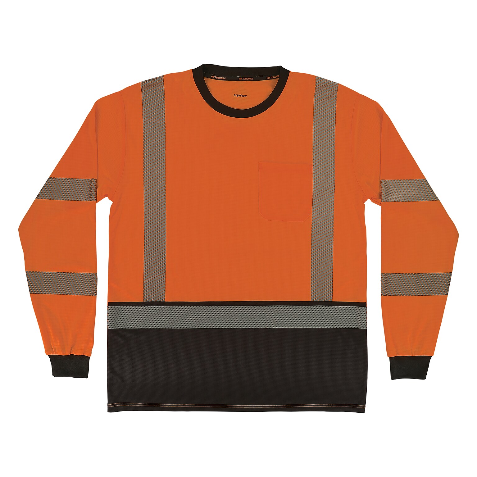 Ergodyne GloWear 8371BK High Visibility Long Sleeve Black Bottom T-Shirt, ANSI Type R Class 3, Orange, 3XL (22307)