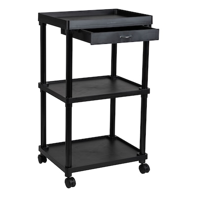 Mind Reader 3-Tier Bar Cart Plastic Rolling Utility Cart, Black (CARTCOFF-BLK)