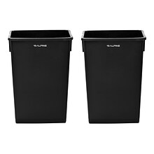 Alpine Polypropylene Trash Can, 23 Gallon, Black, 2/Pack (ALP477-BLK-2PK)