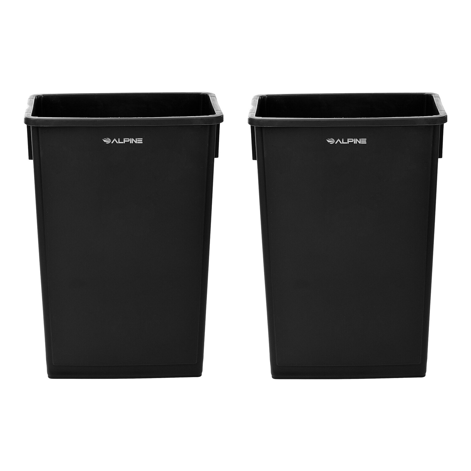 Alpine Industries Plastic Trash Can, 23 Gallon, Black, 2/Pack (ALP477-BLK-2PK)