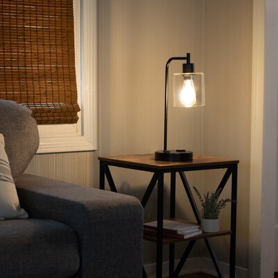 Lavish Home 16.14" LED Table Lamp with USB Ports, Black, 2/Set (72-LMPDKIND-1B-2)