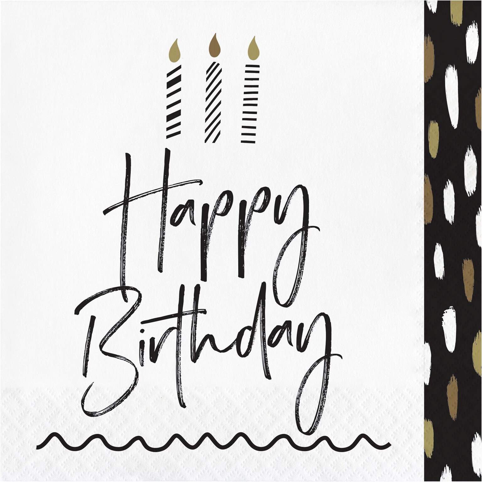 Creative Converting Golden Wishes Birthday Napkins, Black/Gold, 64/Pack (DTC365091NAP)