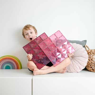 Connetix Magnetic Tiles Pastel Pink & Berry Base Plate, 2 Pieces (CNTPPB002BP)