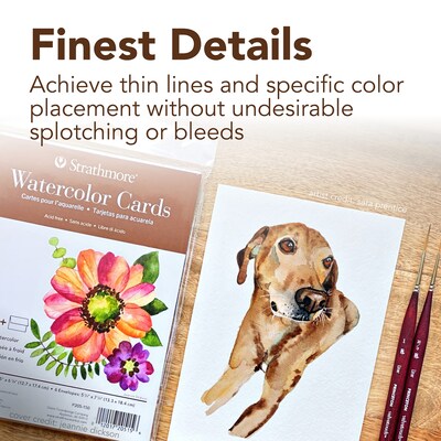 Strathmore 400 Series Watercolor Cards & Envelopes, 4.875" x 3.5", White, 6/Pack, 3 Packs/Bundle (STTP20523-3)