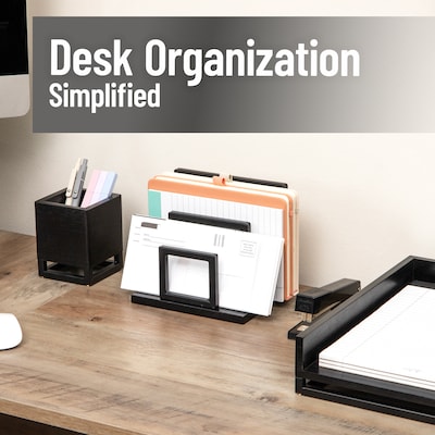 Mind Reader Metal Desk Organizer, Black (LET3WD-BLK)