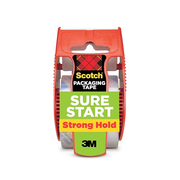 Scotch Sure Start Shipping Packing Tape with Dispenser, 1.88