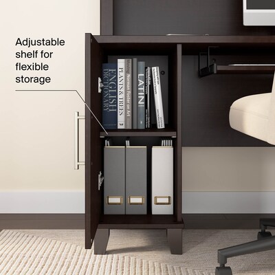 Bush Home Somerset 60" W L Shaped Computer Desk with Hutch, Mocha Cherry (SET002MR)