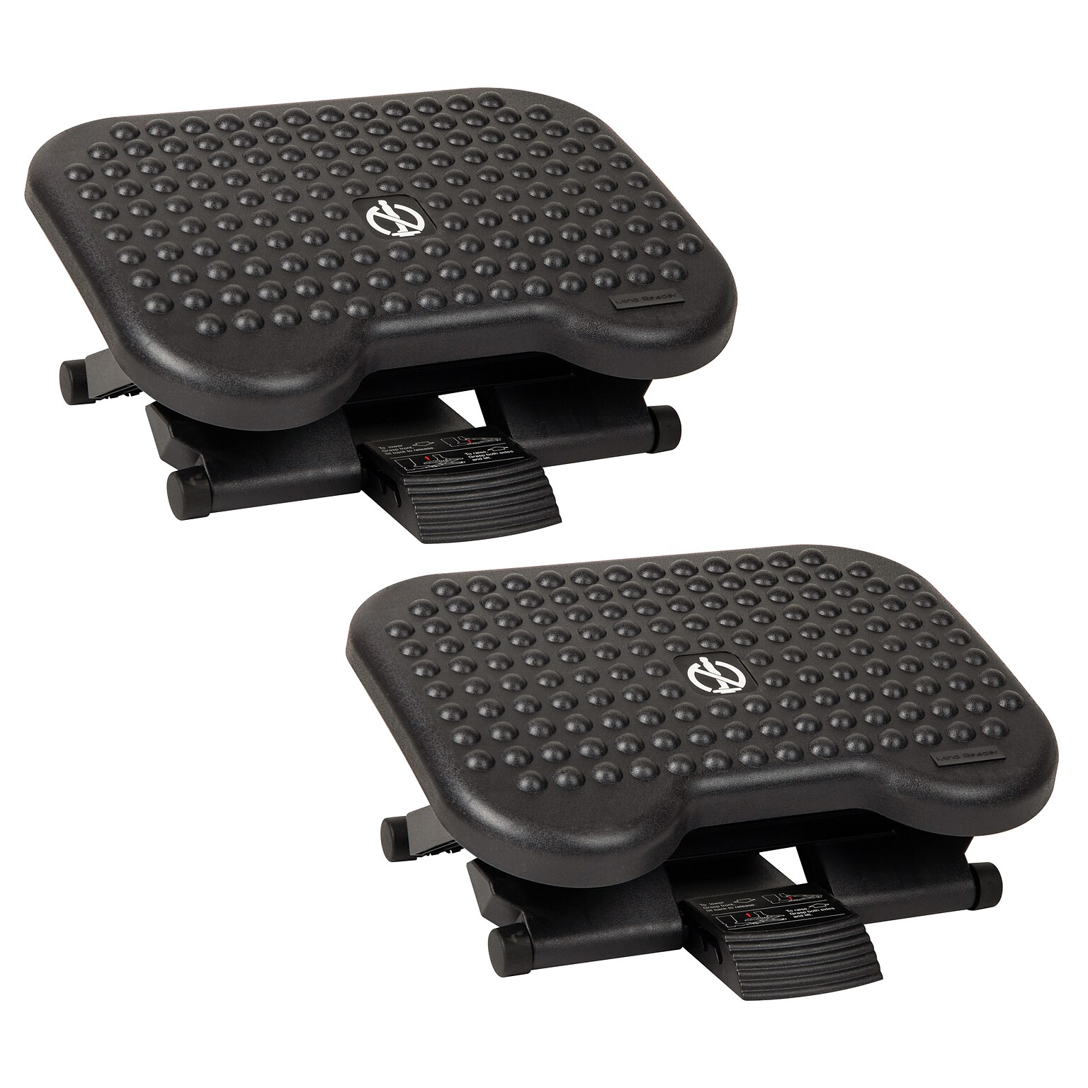 Mind Reader Tilt Adjustable Ergonomic Foot Rest, Black, 2/Pack (2FTREST-BLK)