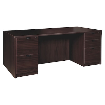 Lorell Prominence 2.0 Double-Pedestal Desk, 36D x 72W x 29H, Espresso (LLRPD3672DPES)