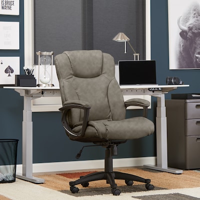 Serta Hannah II Bonded Leather Executive Chair, Gray (43672A)