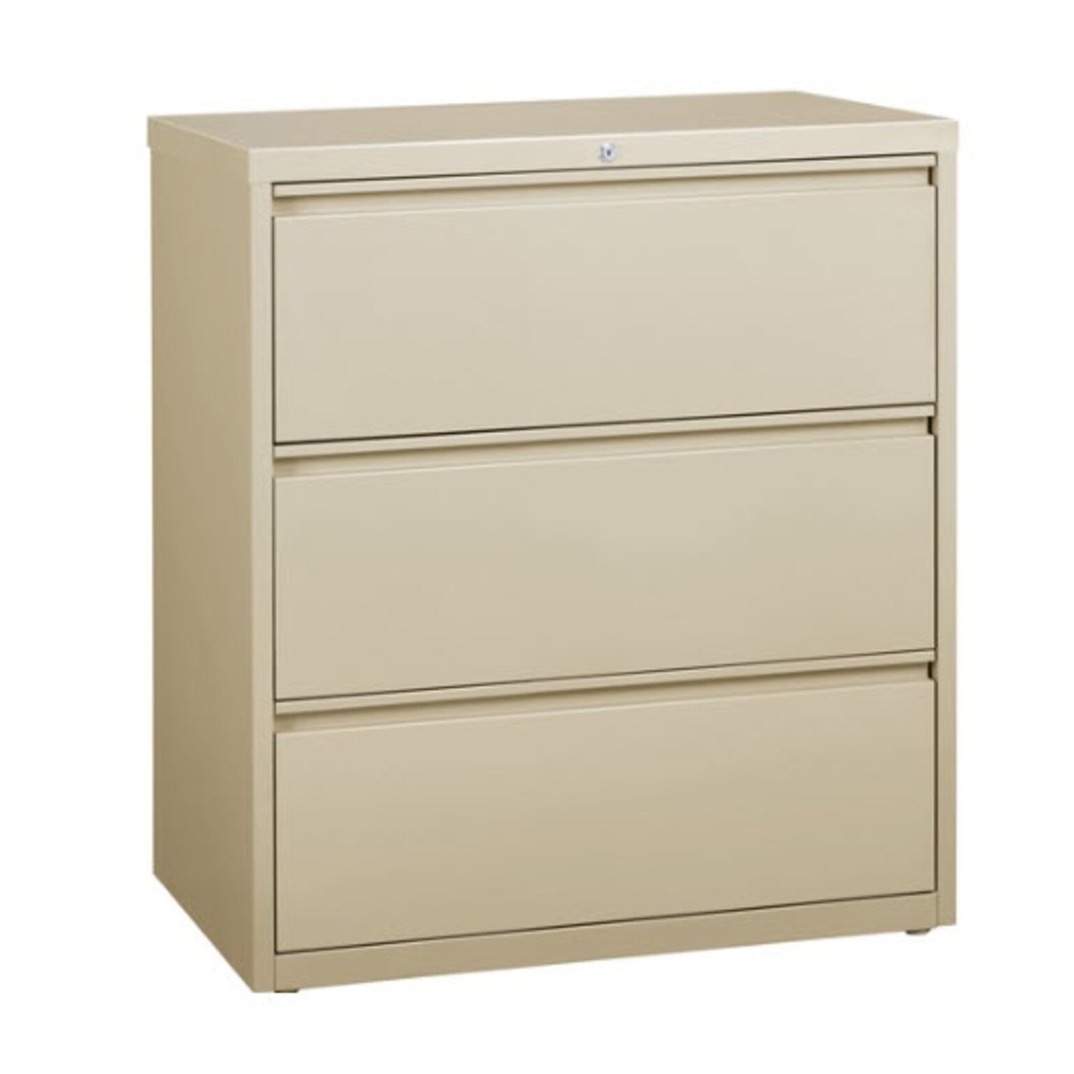 Lorell Fortress Series 3-Drawer Lateral File Cabinet, 36W x 18.6D x 40.3H, Putty (LLR88027)